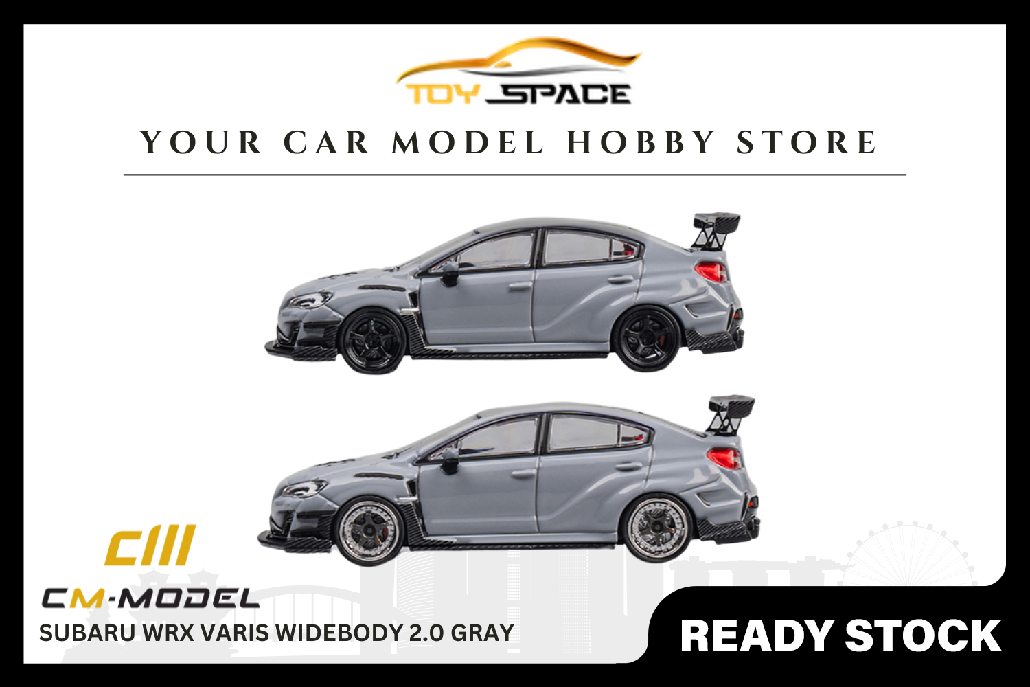 [CM MODEL] 1:64 Subaru WRX Varis Widebody 2.0 Gray - Toy Space Diecast Online Store Singapore