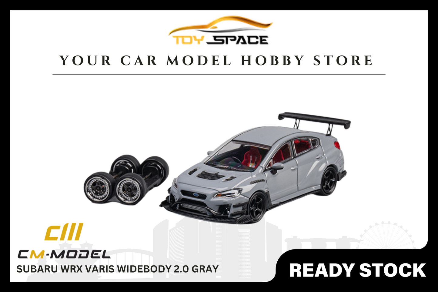 [CM MODEL] 1:64 Subaru WRX Varis Widebody 2.0 Gray - Toy Space Diecast Online Store Singapore