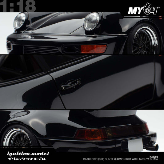 [Ignition Model] 1:18  Blackbird (964) - Black 湾岸MIDNIGHT With Tatsuya Shima