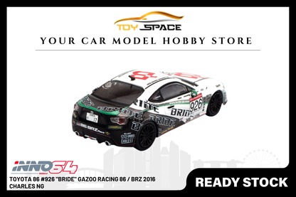 [INNO64] Toyota 86 #926 "Bride" Gazoo Racing 86 / BRZ 2016 Charles Ng - Toy Space Diecast Online Store Singapore