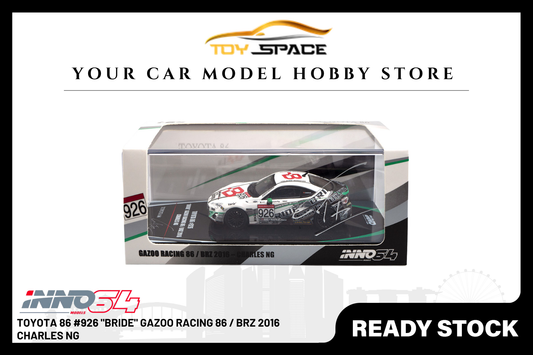 [INNO64] Toyota 86 #926 "Bride" Gazoo Racing 86 / BRZ 2016 Charles Ng - Toy Space Diecast Online Store Singapore