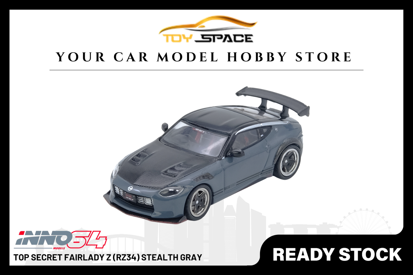 [INNO64] Top Secret Fairlady Z (RZ34) Stealth Gray - Toy Space Diecast Online Store Singapore