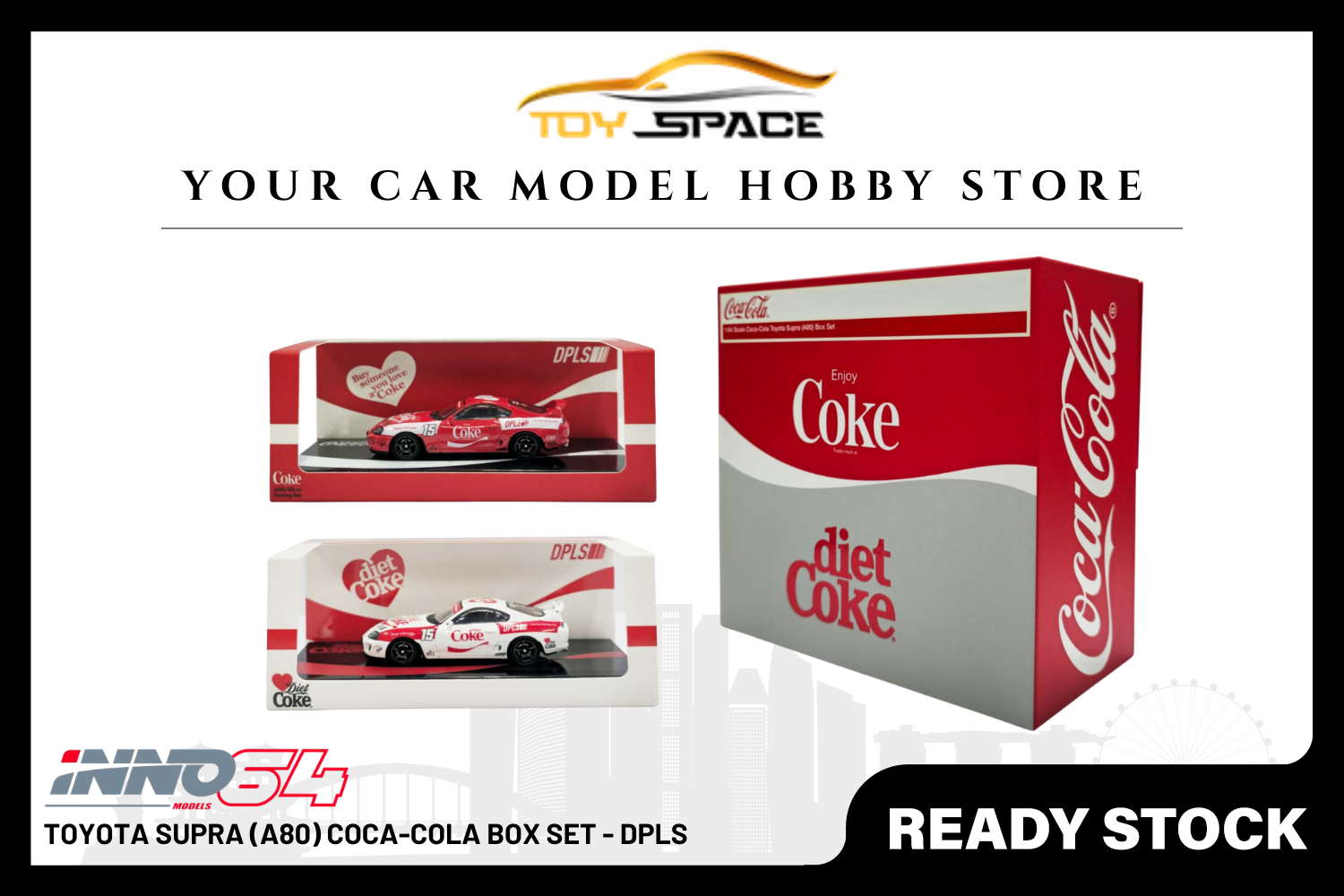 [INNO64] Toyota Supra (A80) Coca-cola Box Set - DPLS - Toy Space Diecast Online Store Singapore