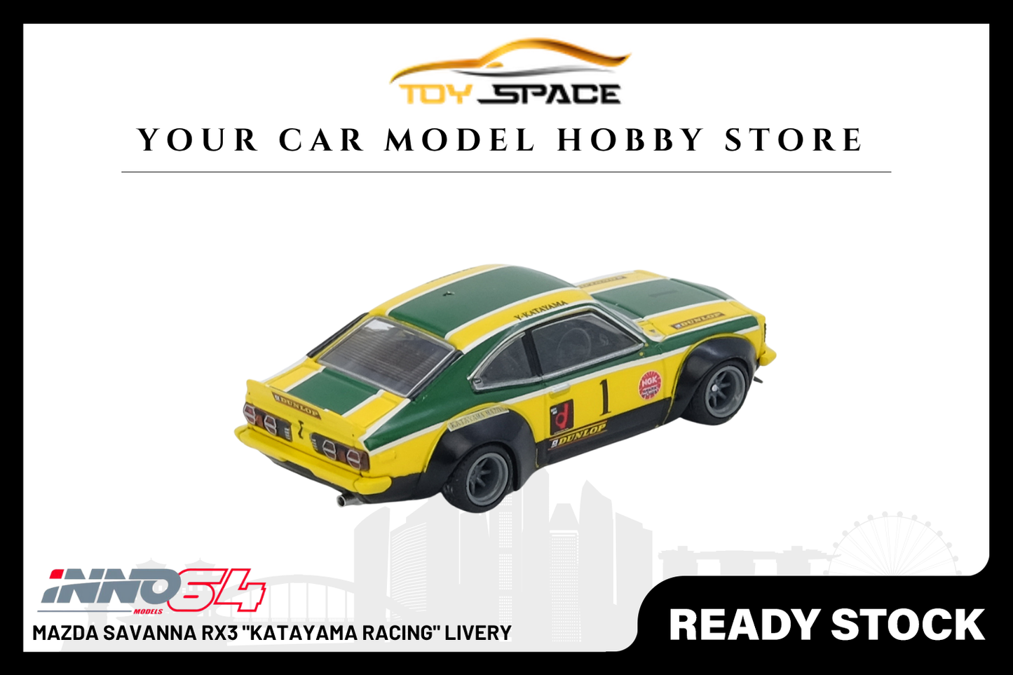 [INNO64] Mazda Savanna RX3 "KATAYAMA RACING" Livery - Toy Space Diecast Online Store Singapore