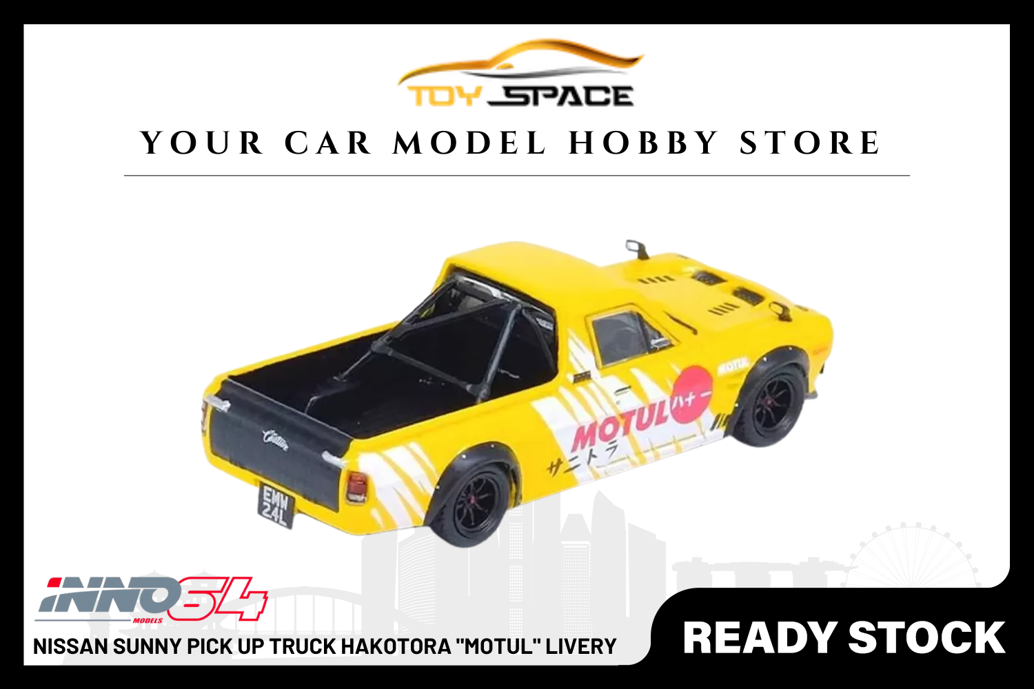 [INNO64] Nissan Sunny Pick Up Truck Hakotora "MOTUL" Livery - Toy Space Diecast Online Store Singapore