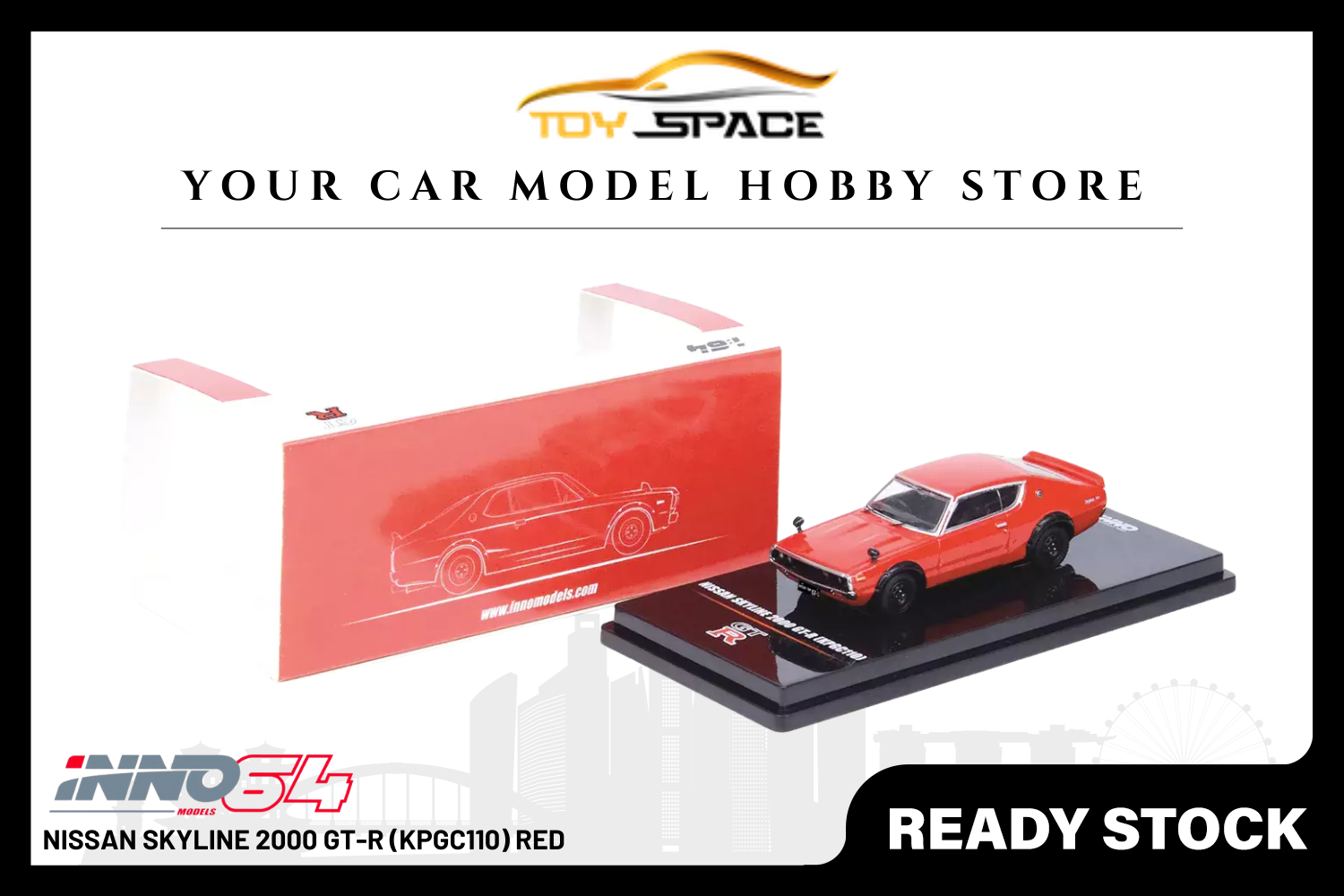 [INNO64] Nissan Skyline 2000 GT-R (KPGC110) Red - Toy Space Diecast Online Store Singapore