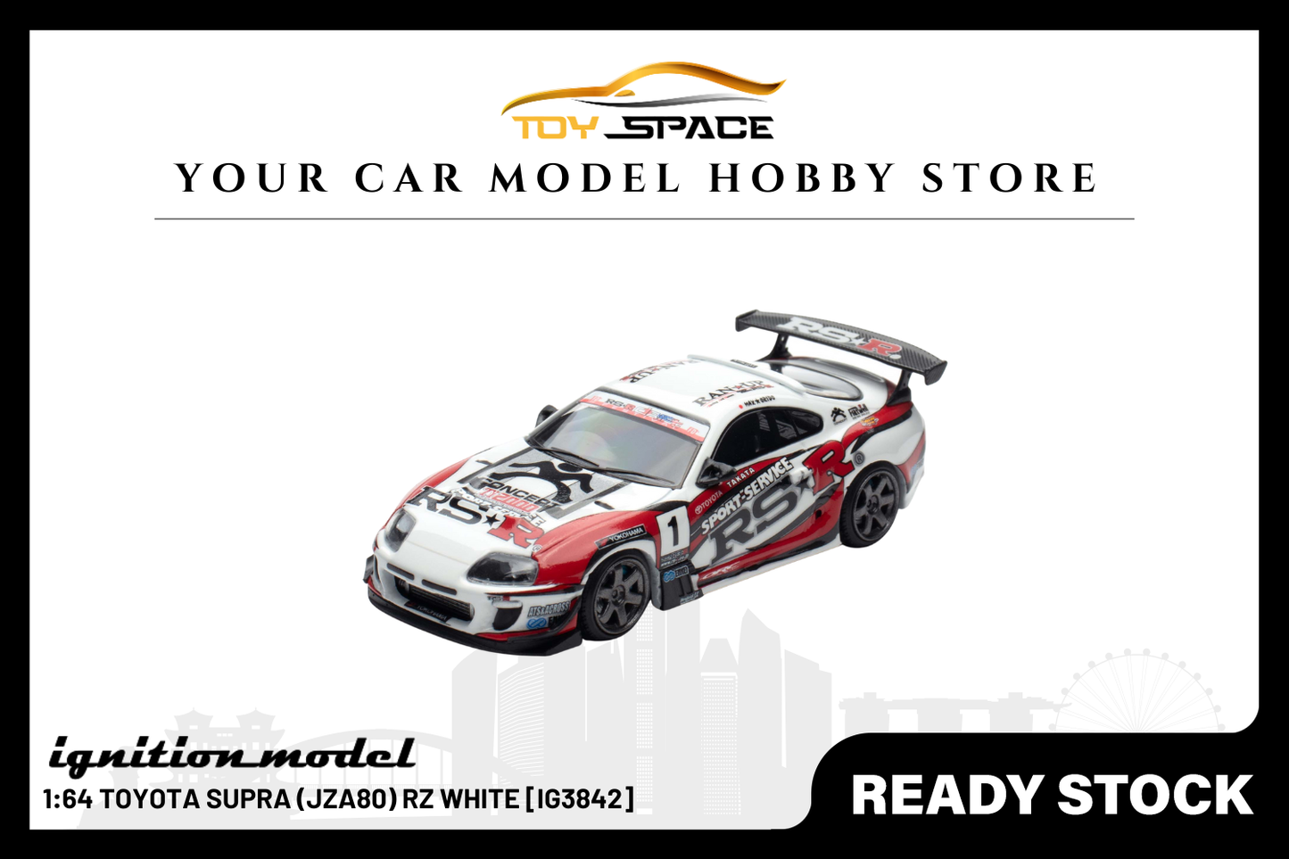 [IGNITION MODEL] 1:64 Toyota Supra (JZA80) RZ White [IG3842] - Toy Space Diecast Online Store Singapore