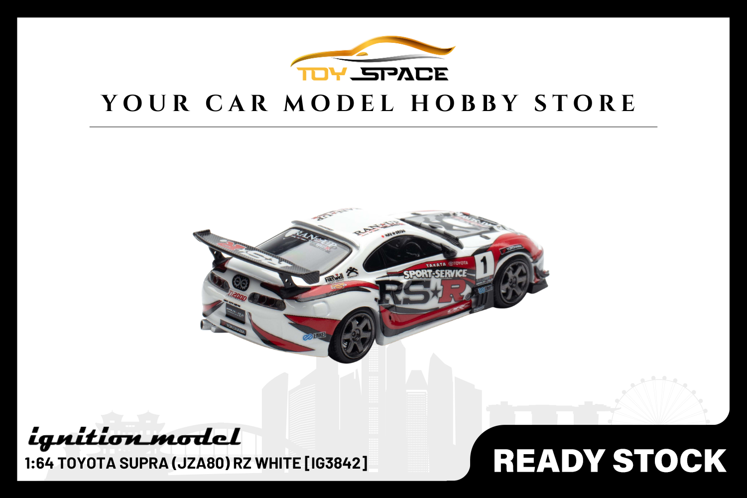 [IGNITION MODEL] 1:64 Toyota Supra (JZA80) RZ White [IG3842] - Toy Space Diecast Online Store Singapore