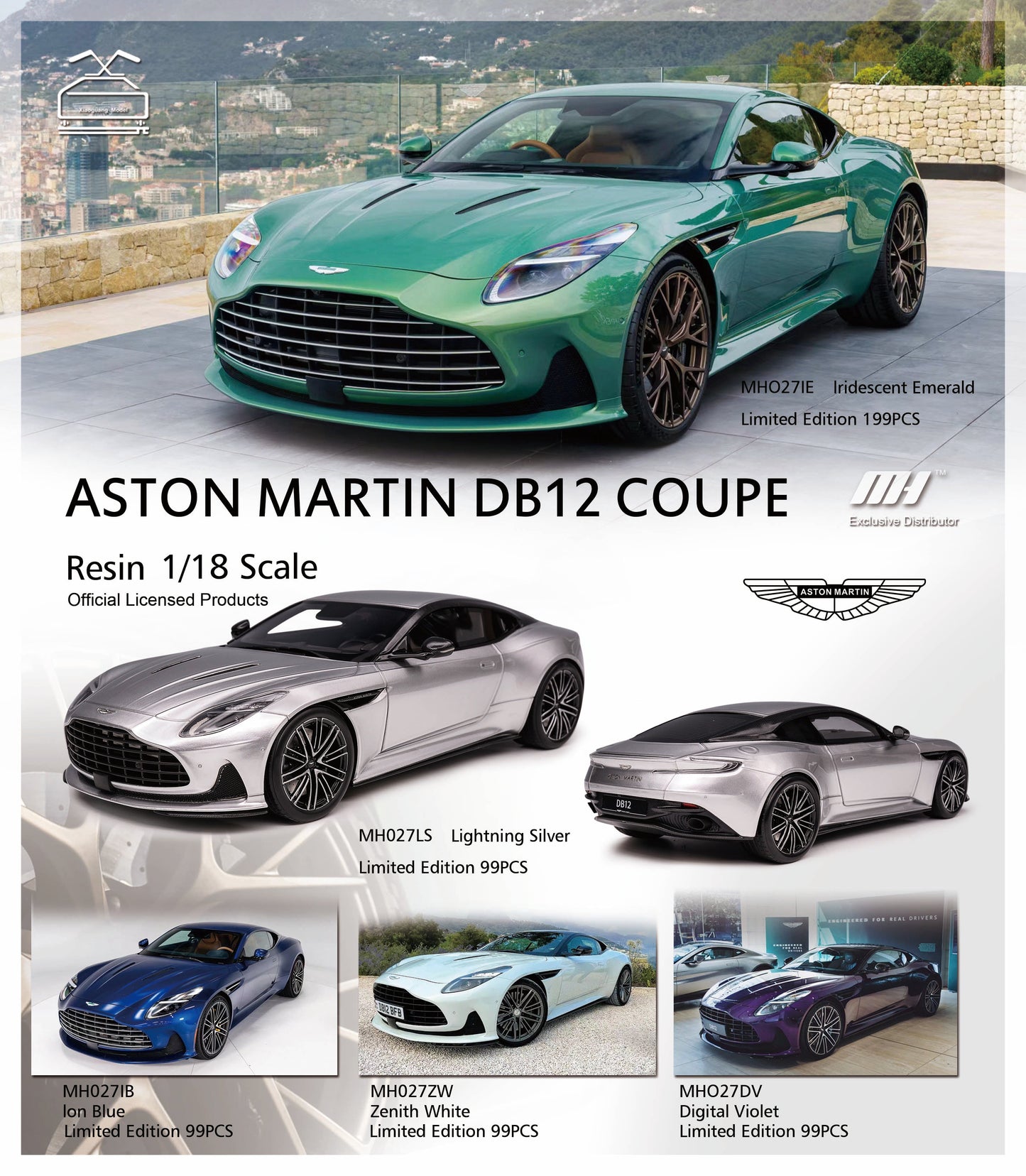 [MOTORHELIX] 1:18 Aston Mastin DB12 Coupe lridescent Emerald - Toy Space Diecast Online Store Singapore