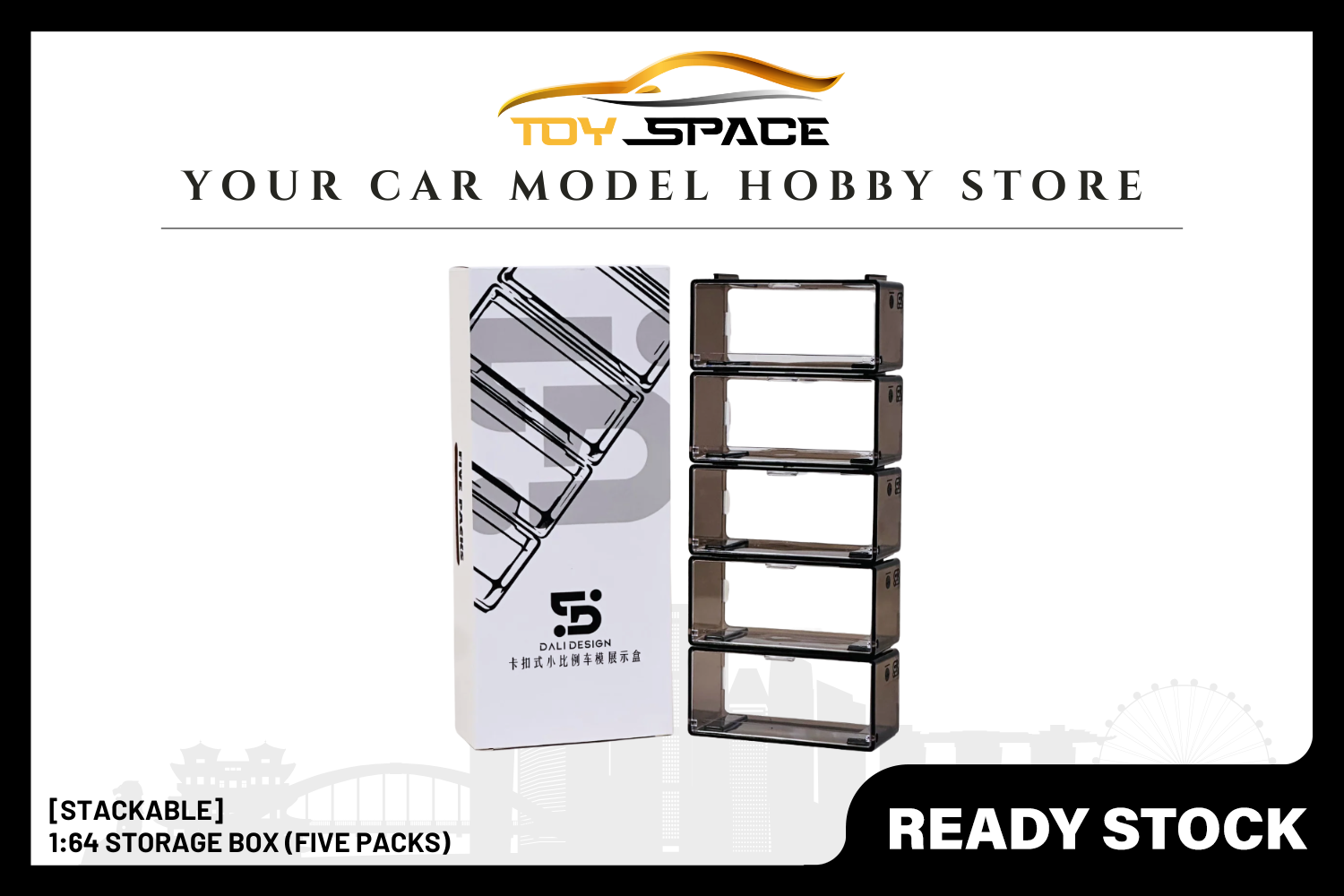 [STACKABLE] 1:64 Storage Box (Five Packs) - Toy Space Diecast Online Store Singapore