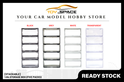 [STACKABLE] 1:64 Storage Box (Five Packs) - Toy Space Diecast Online Store Singapore