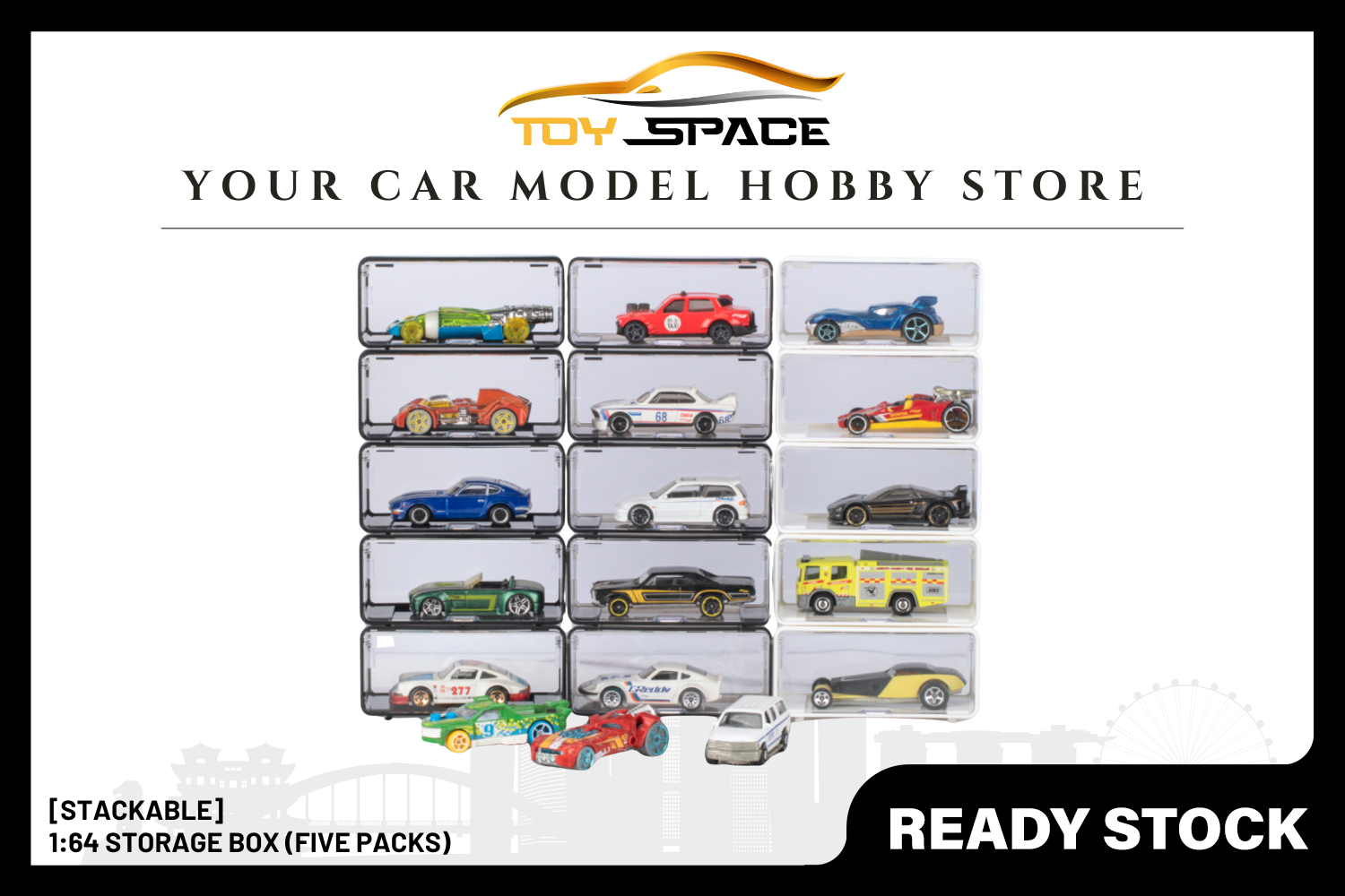 [STACKABLE] 1:64 Storage Box (Five Packs) - Toy Space Diecast Online Store Singapore