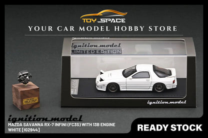 [IGNITION MODEL] 1/43 Mazda Savanna RX-7 Infini (FC3S) White With 13B Engine [IG2944] - Toy Space Diecast Online Store Singapore