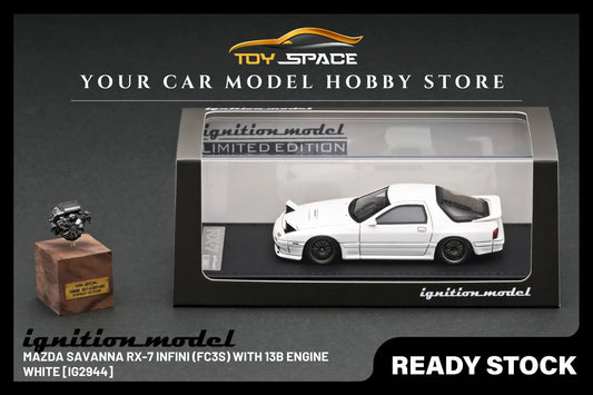 [IGNITION MODEL] 1/43 Mazda Savanna RX-7 Infini (FC3S) White With 13B Engine [IG2944] - Toy Space Diecast Online Store Singapore