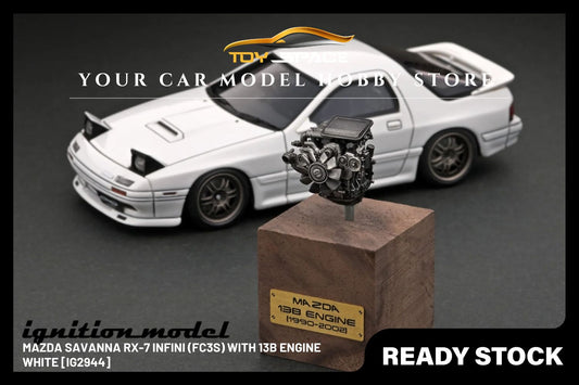 [IGNITION MODEL] 1/43 Mazda Savanna RX-7 Infini (FC3S) White With 13B Engine [IG2944] - Toy Space Diecast Online Store Singapore
