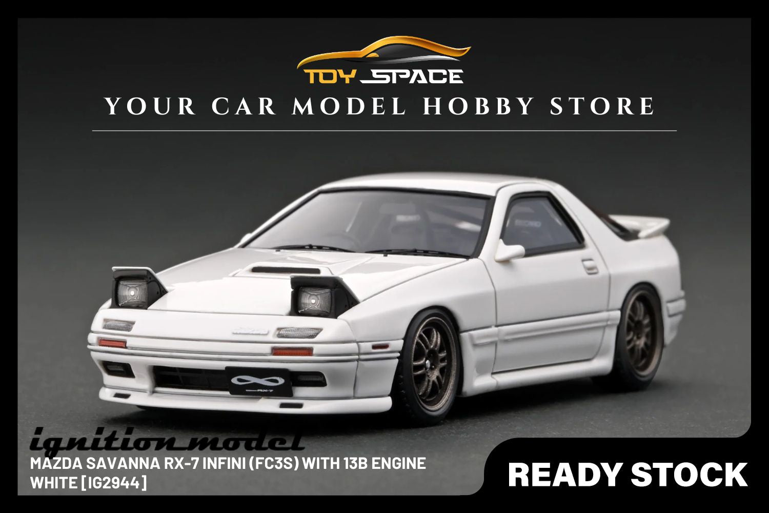 [IGNITION MODEL] 1/43 Mazda Savanna RX-7 Infini (FC3S) White With 13B Engine [IG2944] - Toy Space Diecast Online Store Singapore