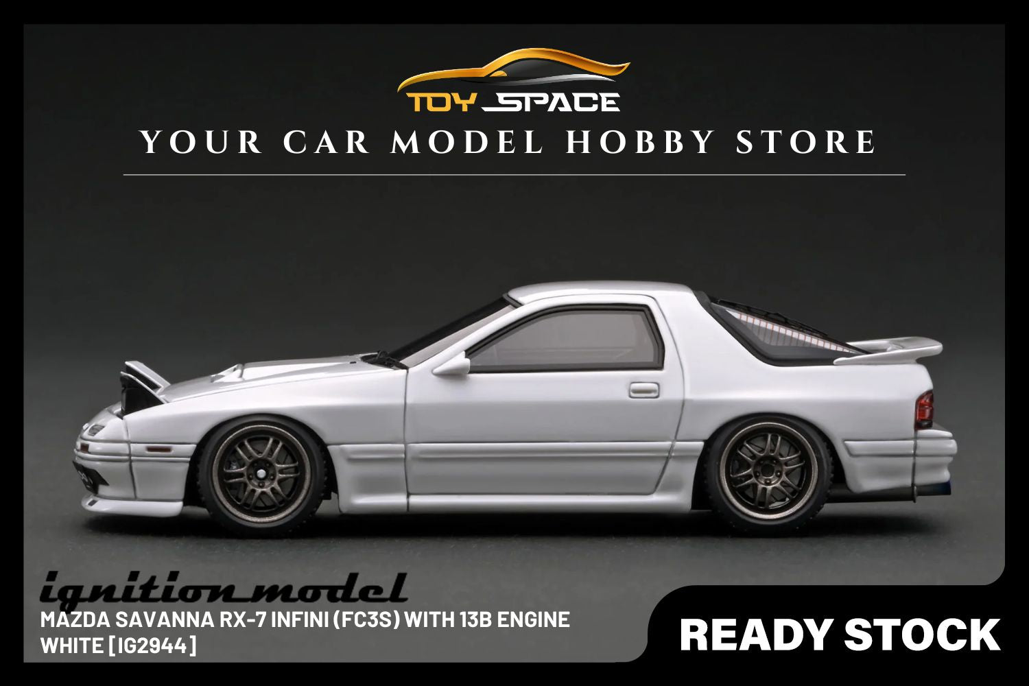 [IGNITION MODEL] 1/43 Mazda Savanna RX-7 Infini (FC3S) White With 13B Engine [IG2944] - Toy Space Diecast Online Store Singapore