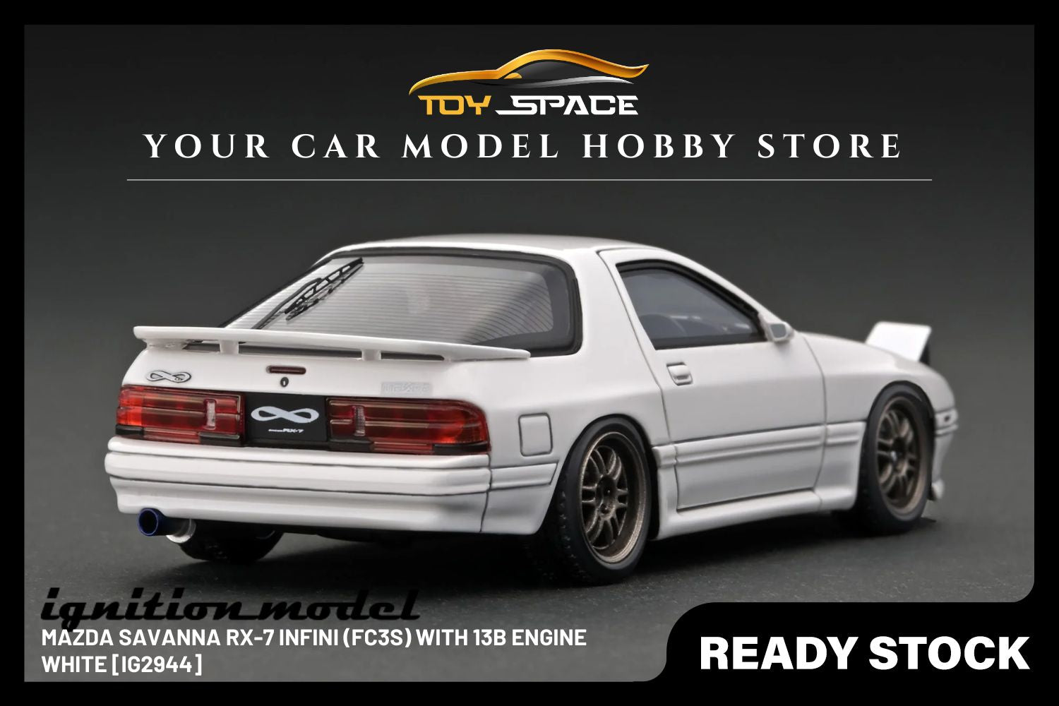 [IGNITION MODEL] 1/43 Mazda Savanna RX-7 Infini (FC3S) White With 13B Engine [IG2944] - Toy Space Diecast Online Store Singapore