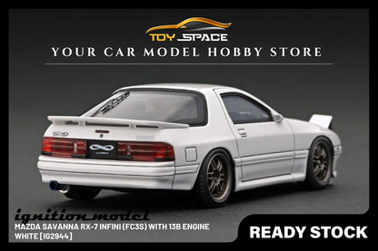[IGNITION MODEL] 1/43 Mazda Savanna RX-7 Infini (FC3S) White With 13B Engine [IG2944] - Toy Space Diecast Online Store Singapore