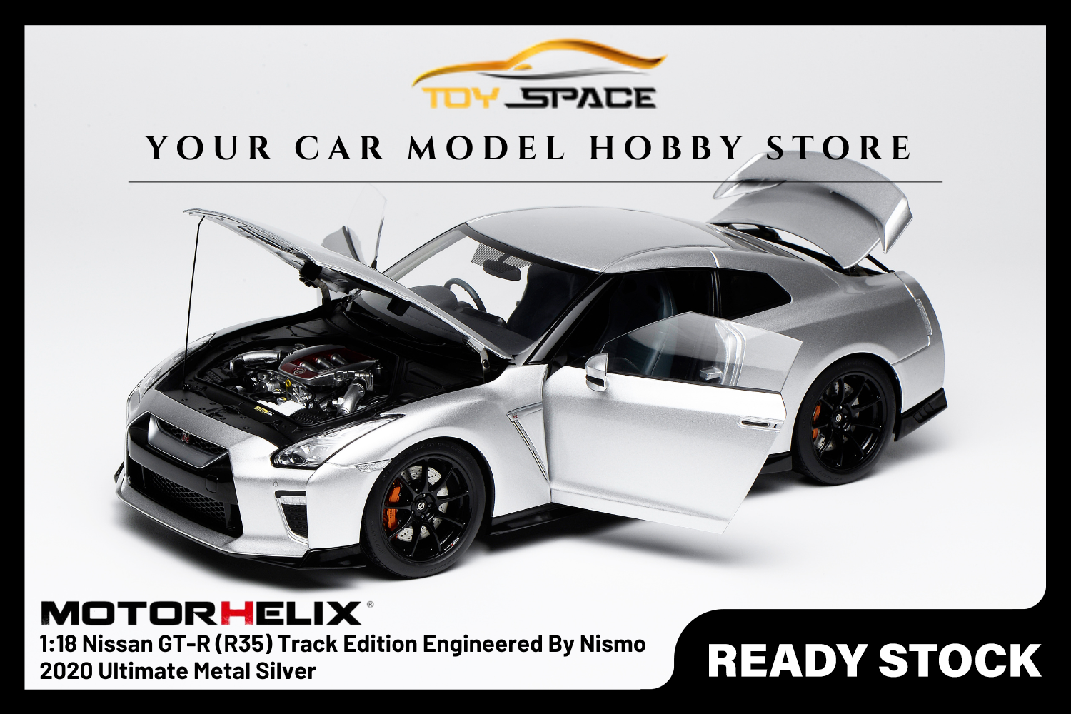 [MOTORHELIX] 1:18 Nissan GT-R (R35) Track Edition Engineered By Nismo 2020 Ultimate Metal Silver - Toy Space Diecast Online Store Singapore