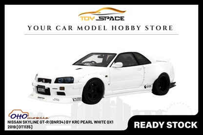 [OTTOMOBILE] 1:18 Nissan Skyline GT-R (BNR34) By KRC Pearl White QX1 2019 [OT1135] - Toy Space Diecast Online Store Singapore