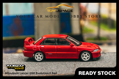 [TARMAC WORKS] 1/64 Mitsubishi Lancer GSR Evolution II Red - Toy Space Diecast Online Store Singapore