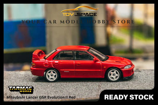 [TARMAC WORKS] 1/64 Mitsubishi Lancer GSR Evolution II Red - Toy Space Diecast Online Store Singapore