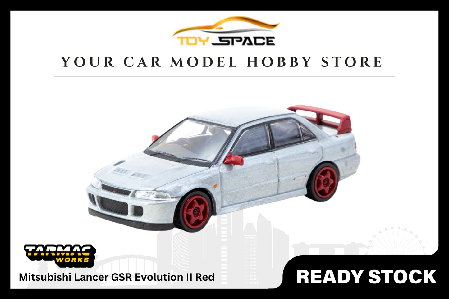 [TARMAC WORKS] 1/64 Mitsubishi Lancer GSR Evolution II Red - Toy Space Diecast Online Store Singapore