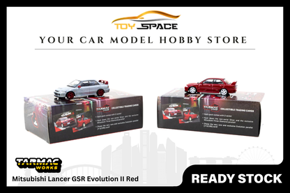 [TARMAC WORKS] 1/64 Mitsubishi Lancer GSR Evolution II Red - Toy Space Diecast Online Store Singapore