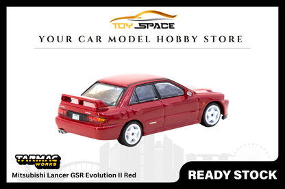 [TARMAC WORKS] 1/64 Mitsubishi Lancer GSR Evolution II Red - Toy Space Diecast Online Store Singapore