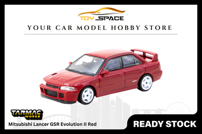 [TARMAC WORKS] 1/64 Mitsubishi Lancer GSR Evolution II Red - Toy Space Diecast Online Store Singapore