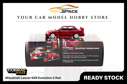 [TARMAC WORKS] 1/64 Mitsubishi Lancer GSR Evolution II Red - Toy Space Diecast Online Store Singapore