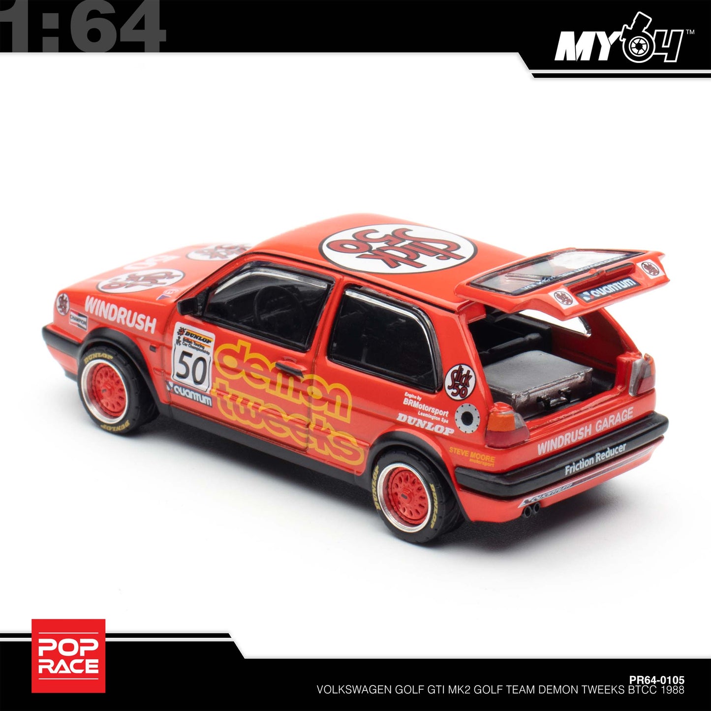 (UNSEAL UNIT) [Pop Race] 1:64 Volkswagen Golf GTI MKII - Team Demon Tweeks BTCC 1988