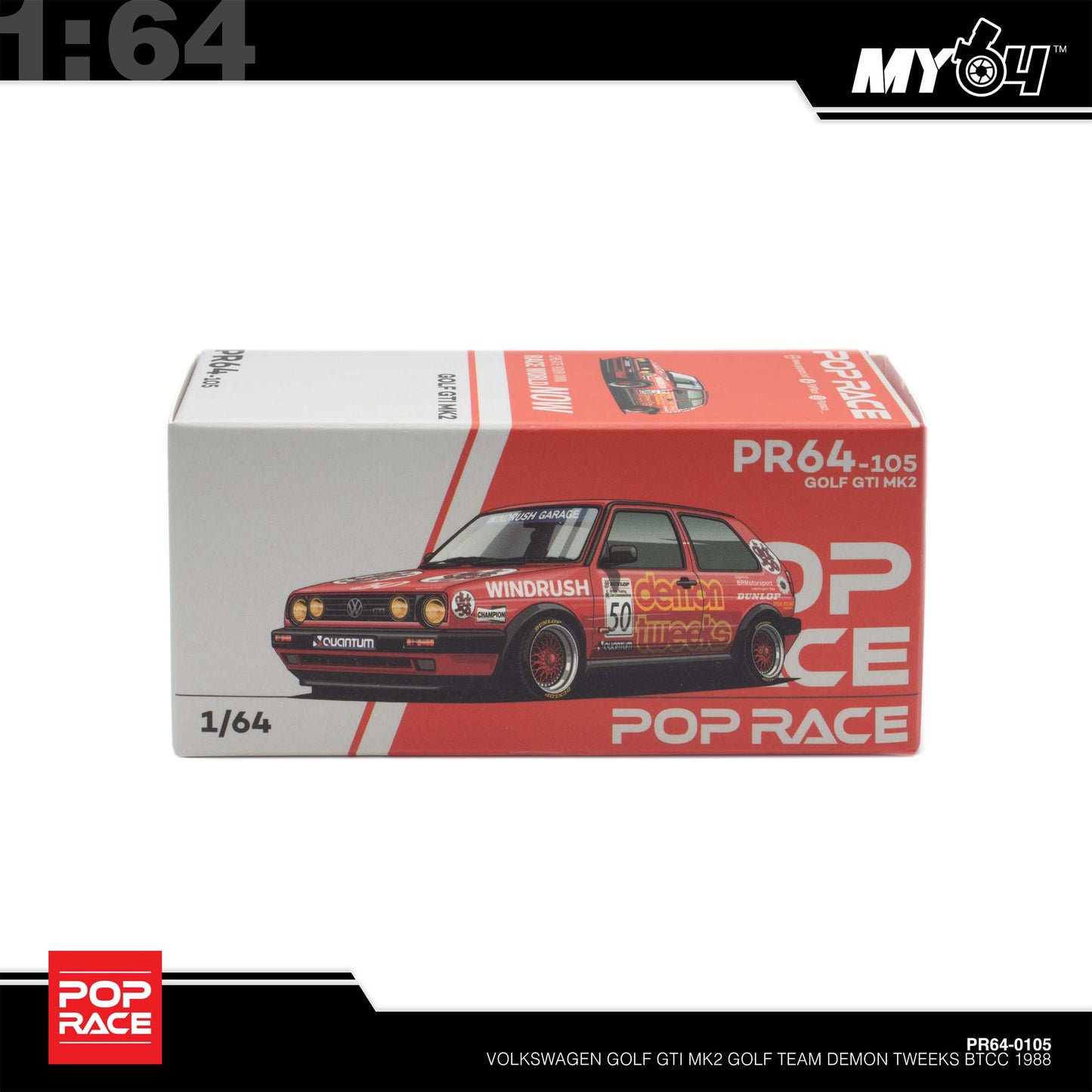 (UNSEAL UNIT) [Pop Race] 1:64 Volkswagen Golf GTI MKII - Team Demon Tweeks BTCC 1988