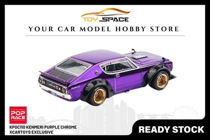 [POP RACE] 1:64 Skyline GTR V8 Drift KPGC Kenmeri & Mazda RX-7 Purple Chrome (XCartoys Exclusive) - Toy Space Diecast Online Store Singapore