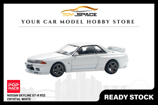 [POP RACE] 1:64 Nissan Skyline GT-R R32 - Crystal White - Toy Space Diecast Online Store Singapore
