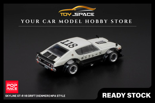 [POP RACE] 1:64 Skyline GT-R V8 Drift (Kenmeri) NPA Style - Toy Space Diecast Online Store Singapore