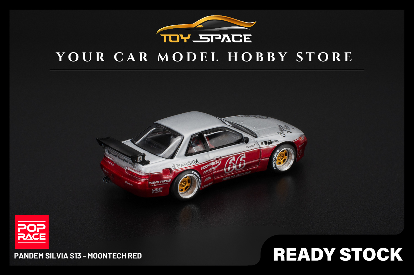 [POP RACE] 1:64 PANDEM Silvia S13 - Moontech Red - Toy Space Diecast Online Store Singapore