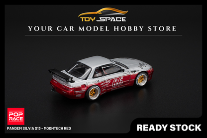 [POP RACE] 1:64 PANDEM Silvia S13 - Moontech Red - Toy Space Diecast Online Store Singapore