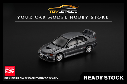 [POP RACE] 1:64 Mitsubishi Lancer Evolution IV Dark Grey - Toy Space Diecast Online Store Singapore
