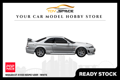 [POP RACE] 1/64 Nissan GT-R R33 Nismo 400R - White - Toy Space Diecast Online Store Singapore