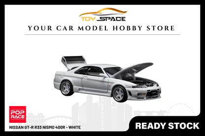 [POP RACE] 1/64 Nissan GT-R R33 Nismo 400R - White - Toy Space Diecast Online Store Singapore