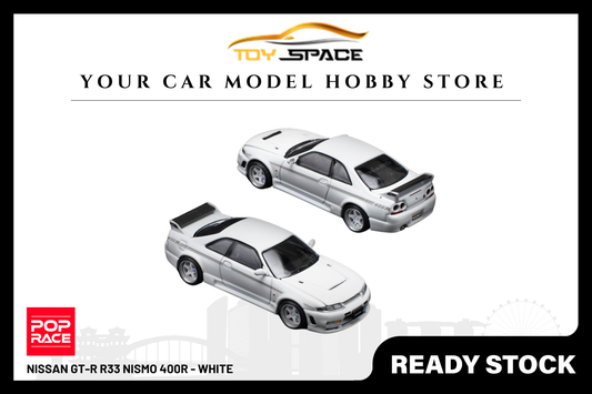 [POP RACE] 1/64 Nissan GT-R R33 Nismo 400R - White - Toy Space Diecast Online Store Singapore