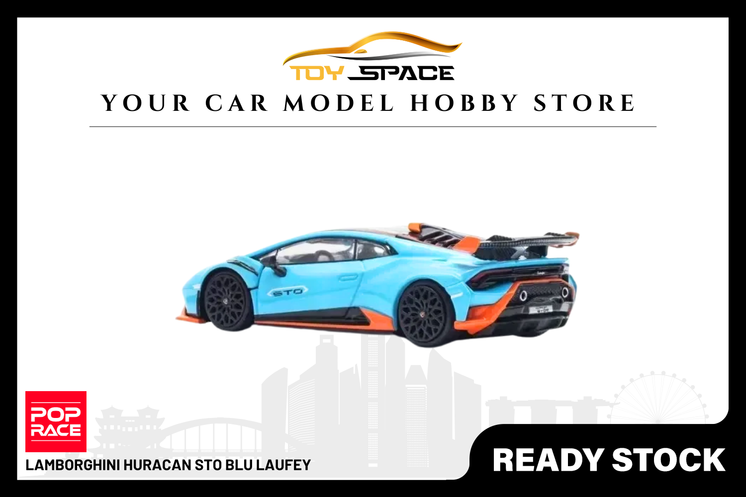 [POP RACE] 1:64 Lamborghini Huracan STO Blu Laufey - Toy Space Diecast Online Store Singapore