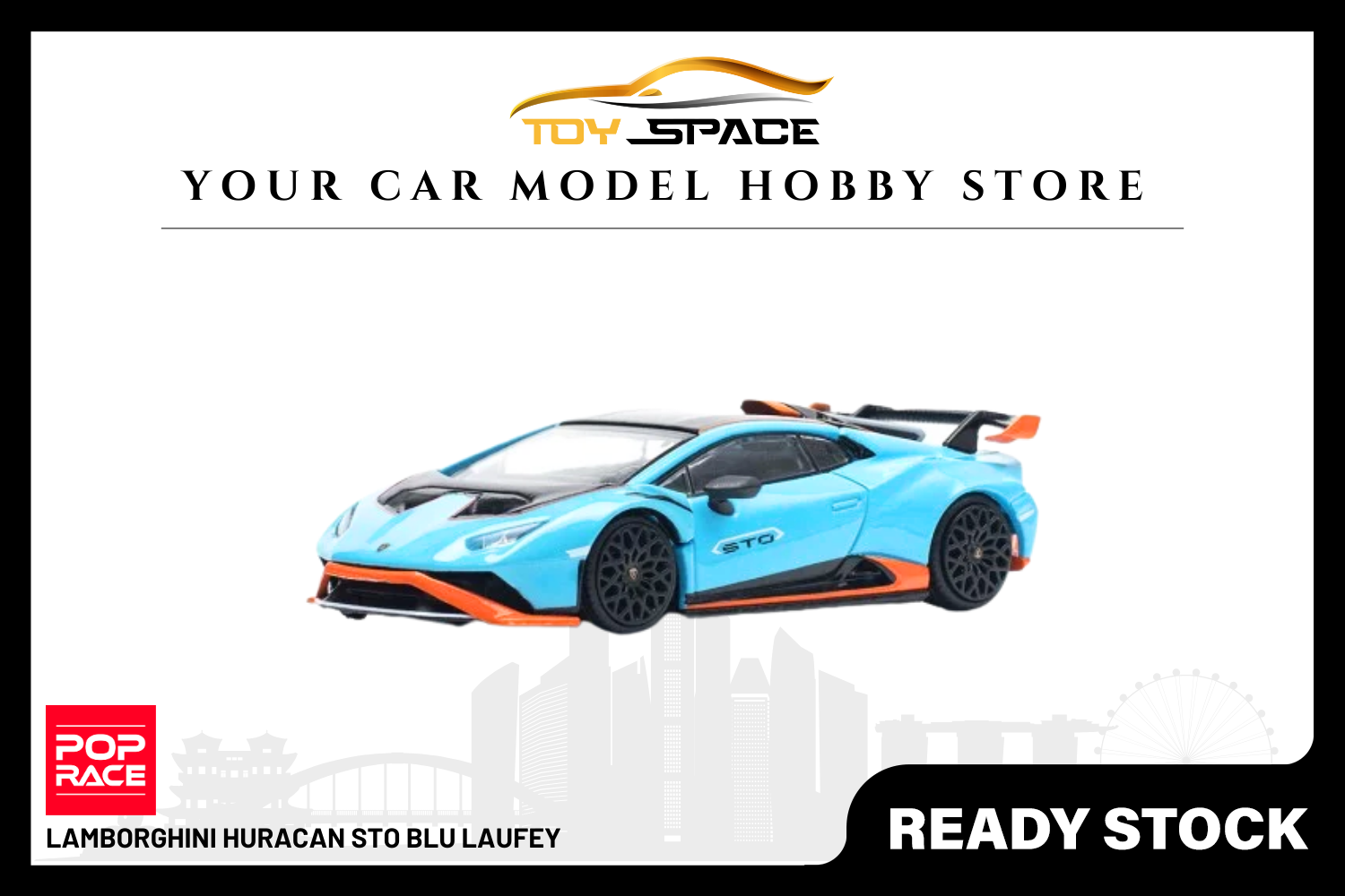 [POP RACE] 1:64 Lamborghini Huracan STO Blu Laufey - Toy Space Diecast Online Store Singapore