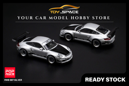 [POP RACE] 1:64 RWB 997 Silver - Toy Space Diecast Online Store Singapore