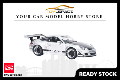 [POP RACE] 1:64 RWB 997 Silver - Toy Space Diecast Online Store Singapore