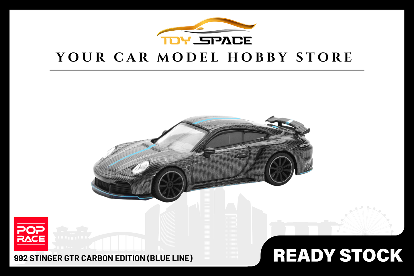 [POP RACE] 1:64 992 Stinger GTR Carbon Edition (Blue Line) - Toy Space Diecast Online Store Singapore