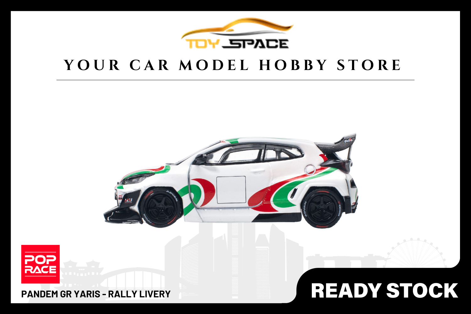 [POP RACE] 1/64 Pandem GR Yaris - Rally Livery - Toy Space Diecast Online Store Singapore