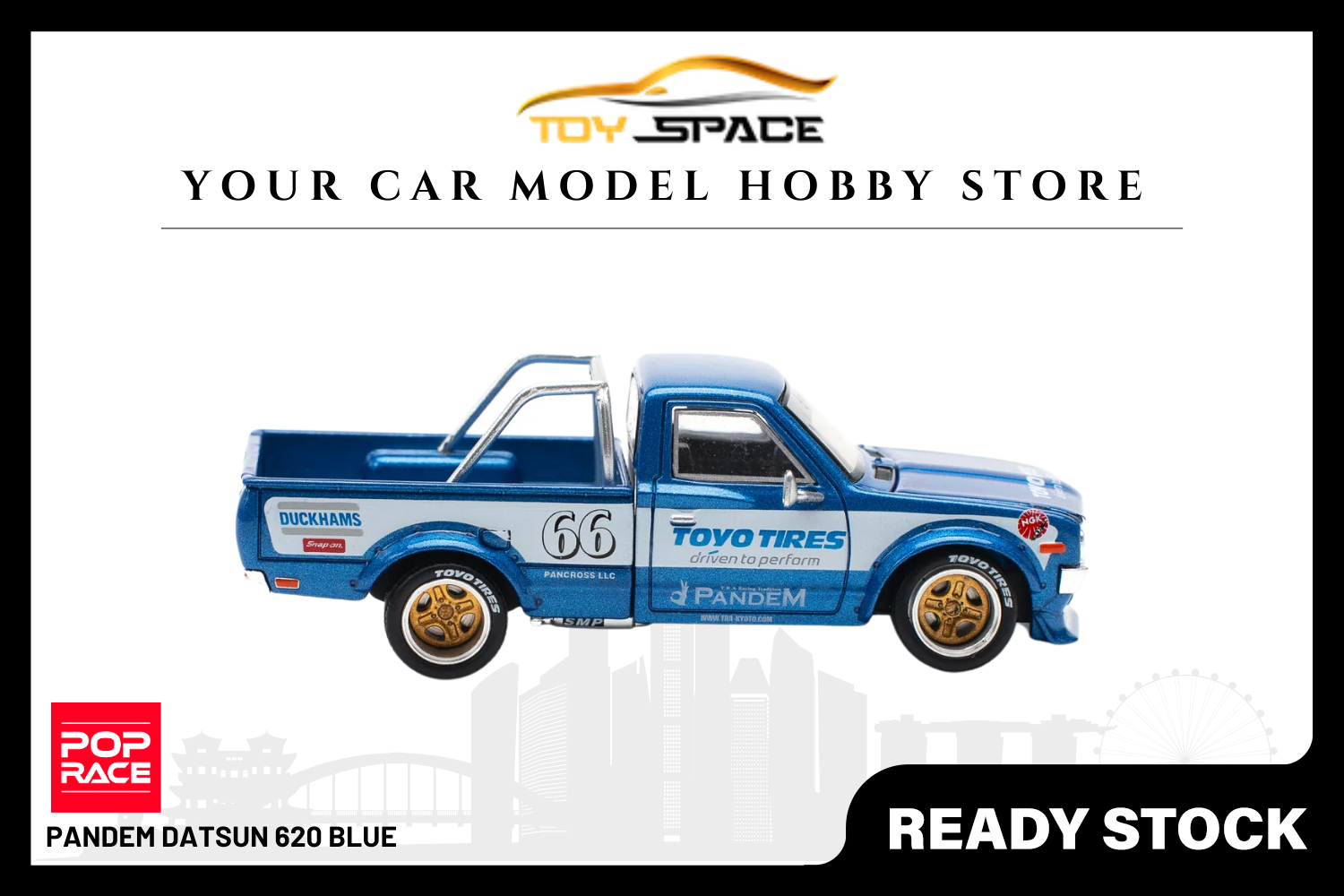 [POP RACE] 1:64 PANDEM Datsun 620 Blue - Toy Space Diecast Online Store Singapore